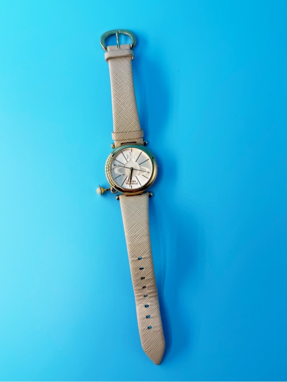 Vivienne Westwood Orb Pop Ladies Quartz Watch Champagne Dial Beige Leather Strap - Picture 1 of 7